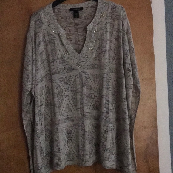 White House Black Market Sweaters - Gold poncho with silver threading